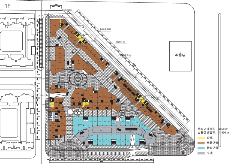 [陕西]绿地高层住宅及商业综合体建筑设计文本（含两套方案）-一层平面图