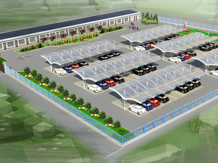 室外绿化停车场给排水资料下载-室外停车场3D模型下载