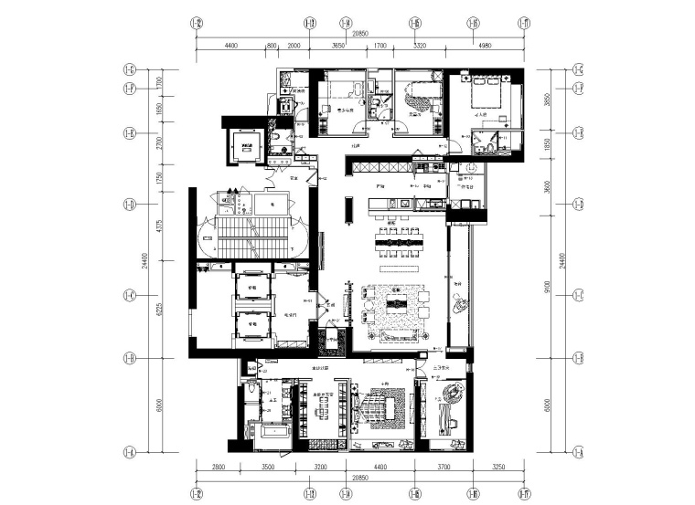 华润悦府建筑施工图资料下载-[广东]程绍正韬-华润深圳湾悦府北苑五居室样板房全套施工图+家具深化+软装方案+物料表