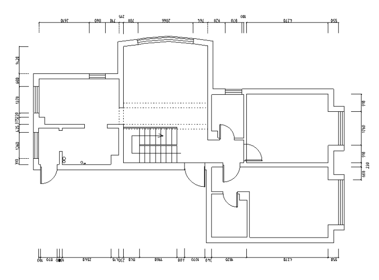 [河北]欧式风格180平米住宅设计施工图（附效果图）-原始墙体定位图
