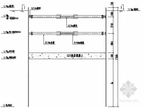 [浙江]某特大桥水中承台钢板桩围堰结构设计及计算书-围囹剖面图 