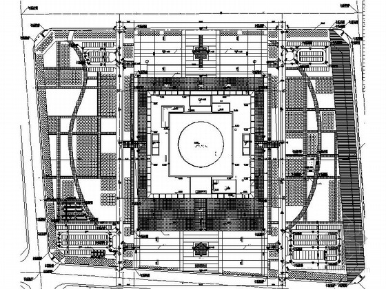 [河北]半圆形市级民族宫建筑设计施工图（图纸精细 推荐下载）-半圆形市级民族宫建筑设计总平面图 