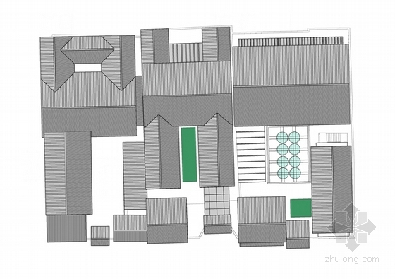 [成都]中式风格历史文化保护区规划及单体建筑方案文本（含CAD）-单体建筑屋顶平面图