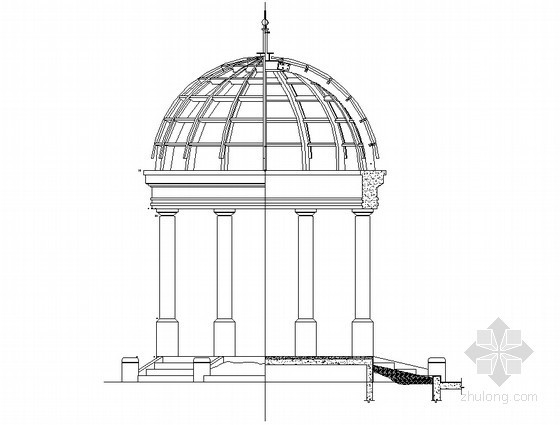 欧式景观亭节点大样资料下载-欧式亭结构详图