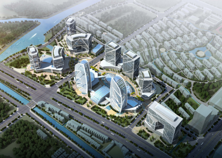 金融城城市设计资料下载-[江苏]盐城金融城项目规划建筑设计方案