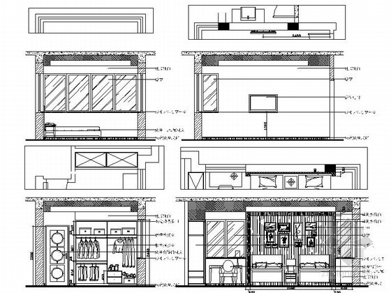 4层现代风格商业立面图资料下载-现代中式风格别墅客房立面图