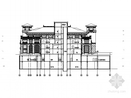 [青岛]高层欧式风格星级酒店设计方案图-高层欧式风格星级酒店剖面图