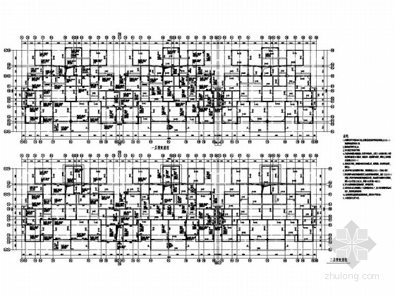 [四川]地上6+1层框架剪力墙结构住宅楼结构施工图-一及二层梁配筋图 