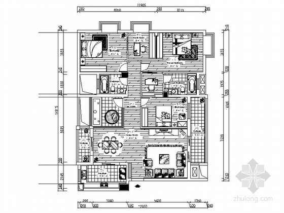 地中海风格电视背景资料下载-地中海风格四居室内装修图