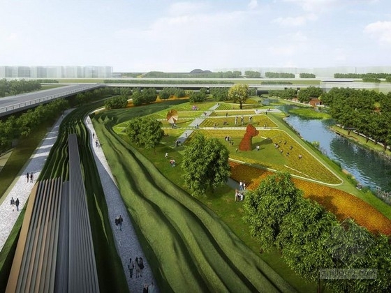 西安市绿地系统资料下载-[西安]特色文化创意湿地公园设计方案