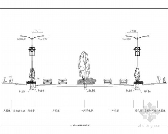 [湖南]2014道路景观电气设计施工图21张-路面标准横断面图 
