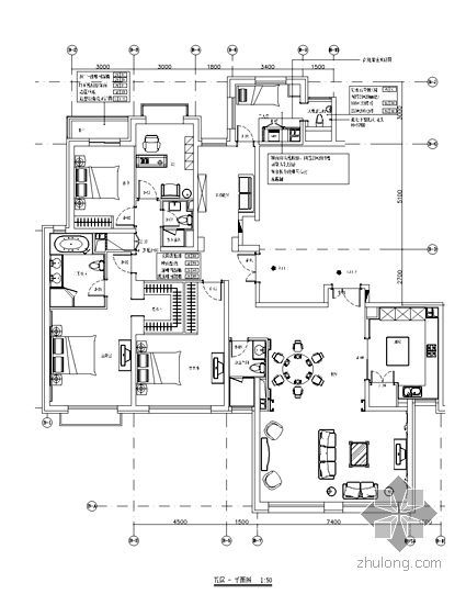 别墅设计图下载资料下载-[北京]花园住宅五居室设计图