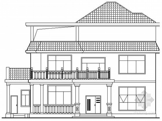 中式别墅施工图模型资料下载-某三层中式别墅建筑施工图