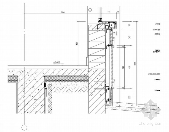 [天津]配套公建工程外挂石材幕墙施工图-石材幕墙节点图 