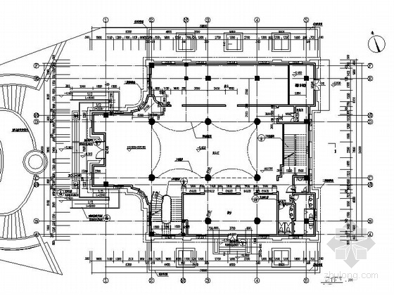 [四川]欧式风格三层售楼中心单体建筑设计施工图（知名建筑设计院）-欧式风格三层售楼中心单体建筑首层平面图 