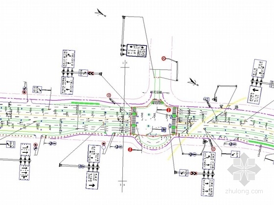 cad道路标线怎么处理资料下载-城市道路地面标志标线平面设计图