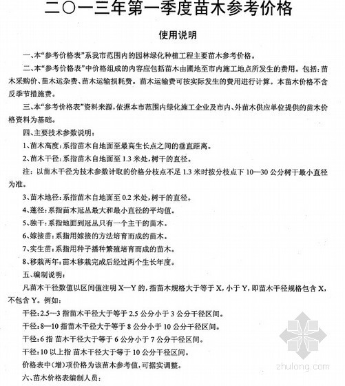 [武汉]2013年6月苗木市场价格信息