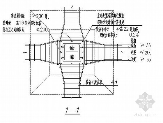 埋入式刚性柱脚构造详图- 