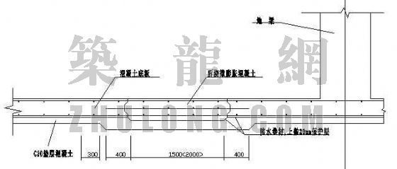 地下室顶板后浇带裂缝资料下载-地下室底板后浇带处理构造图