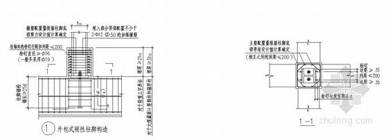 圆柱外包式柱脚资料下载-外包式刚性柱脚构造详图