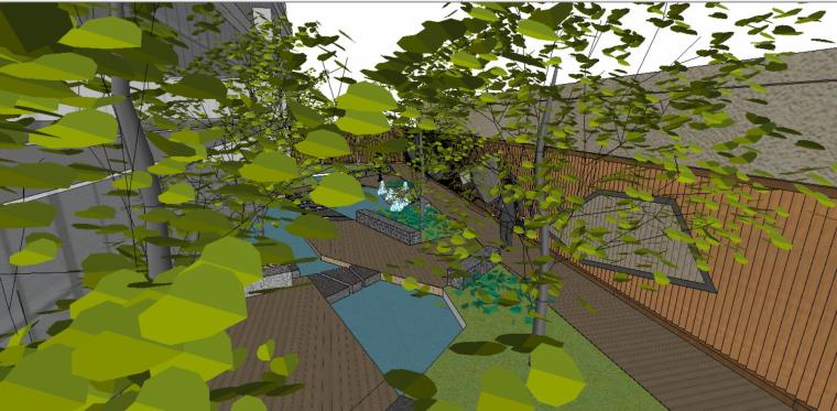 SU道路景观模型资料下载-小庭院景观SU模型