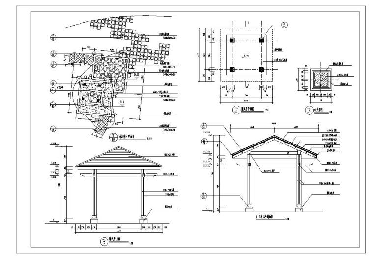 某小区景观设计施工图（包含CAD）-亭子详图