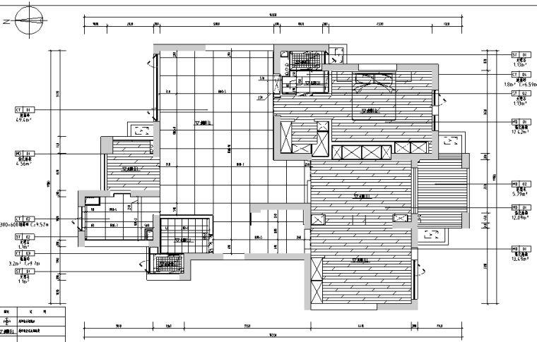 白金海岸|现代灰色简约住宅空间设计施工图（附效果图）-地坪铺装图