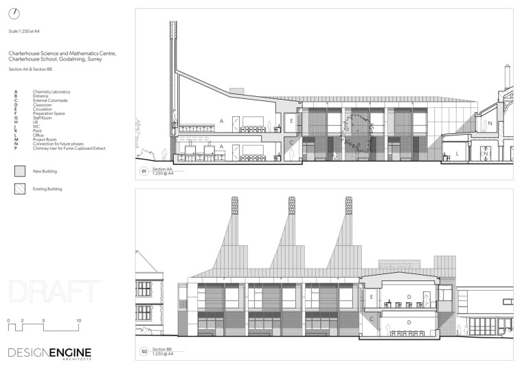 英国查特豪斯公学科学与数学中心-Section_AA___BB_Drawing