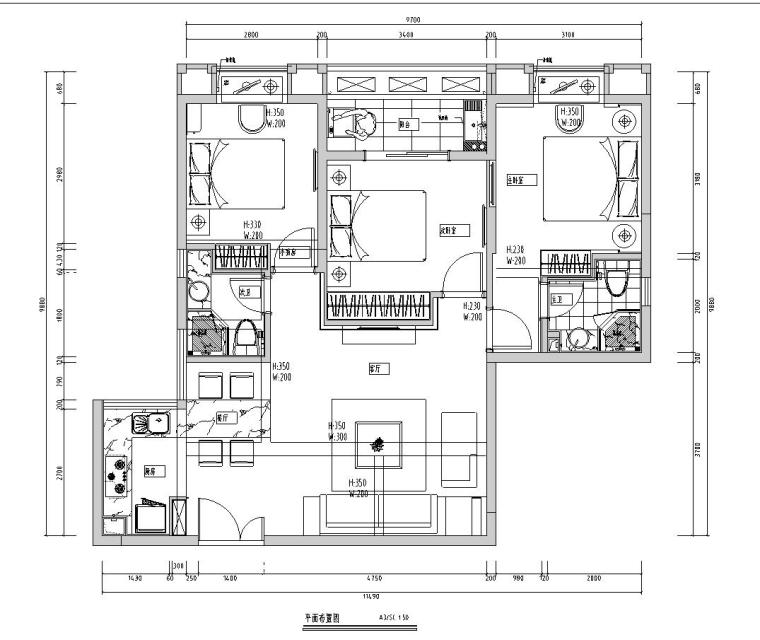 宜家风格样板间资料下载-凯隆地产现代风格样板房室内施工图设计（CAD+实景图）