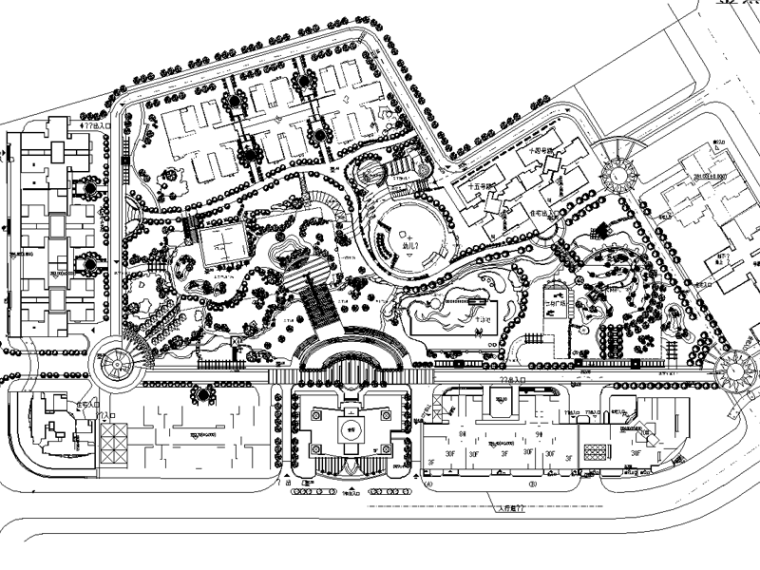 入口景观cad施工图资料下载-[重庆]加州城市花园景观CAD施工图（观景廊架，入口大门浮雕）
