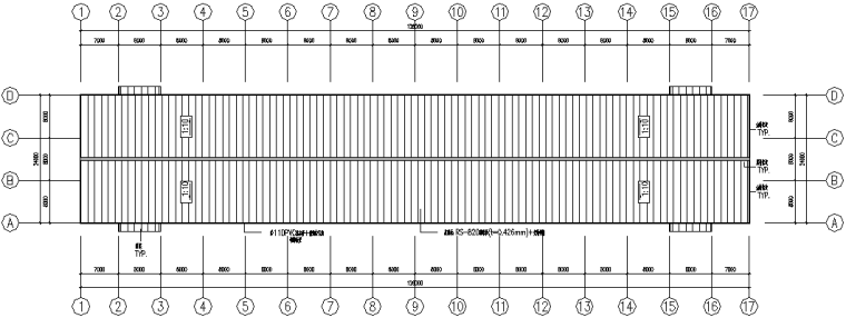 木栈道钢骨架施工图资料下载-安徽连跨刚架钢结构工程施工图（CAD，14张）