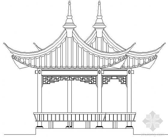 双亭建筑图资料下载-中式灰琉璃瓦双亭详图