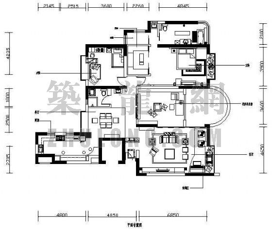 三室两厅两卫装修效果图资料下载-中式三室两厅两卫装修图下载