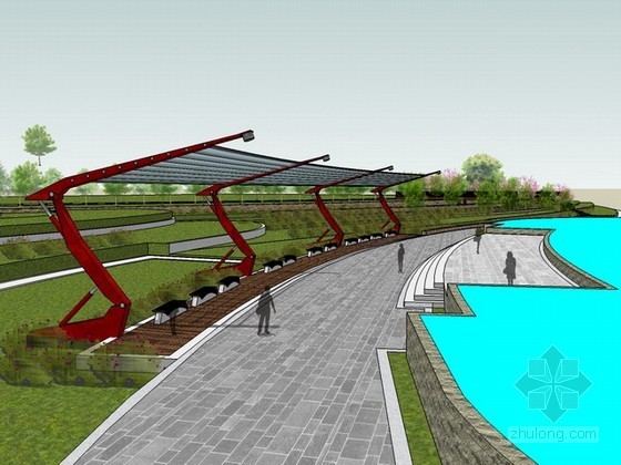 高新区科技金融公示资料下载-高新区桂龙桥公园建筑sketchup模型下载