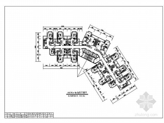 1梯3户住宅建筑设计图资料下载-高层住宅一梯十二户标准层平面图（139、45平方米）