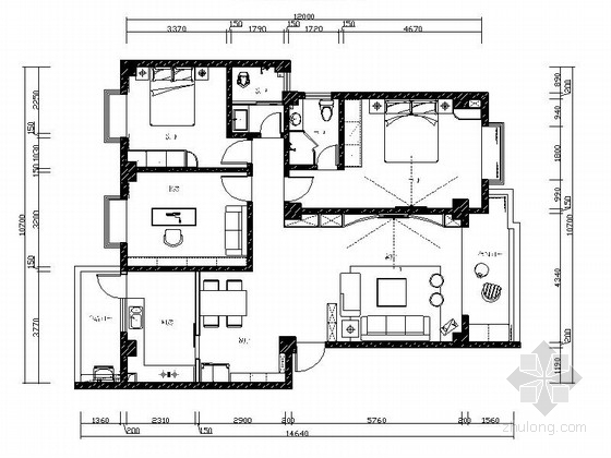 室内家装毕业设计资料下载-[毕业设计]现代简约时尚三居室室内施工图（含效果模型）