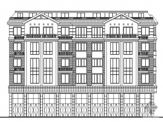 沿街空间设计方案资料下载-某沿街五层商住楼建筑群设计方案