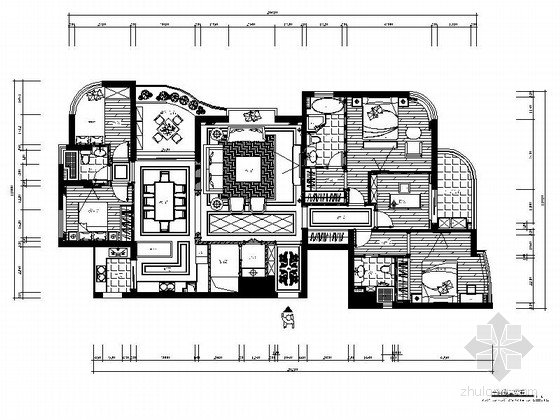 欧式新古典住宅资料下载-雅致欧式新古典风格五居室样板房装修图（含效果）