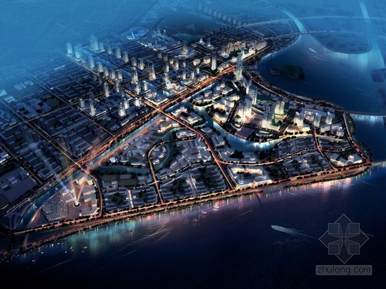 城市综合管廊3D资料下载-城市鸟瞰夜景3D模型下载