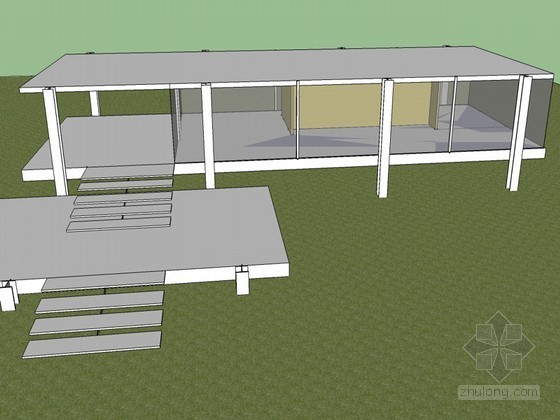 韦斯河畔复古住宅资料下载-范斯沃斯住宅SketchUp模型下载