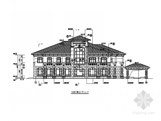 [吉林]两层西班牙风格会所建筑施工图（2014.5）-两层西班牙风格会所建筑立面图