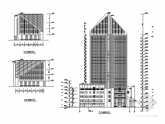 [宁波]五星级高层框架筒体式酒店建筑施工图-五星级高层框架筒体式酒店建筑立面图