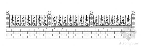铁艺栏杆围墙图纸资料下载-围墙铁艺栏杆CAD图