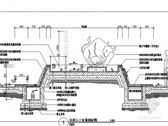 会所入口特色水景施工详图- 