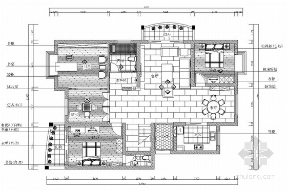 中式别墅室内装修效果图资料下载-典雅中式二层别墅室内装修施工图（含效果图）