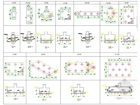 住宅楼冲孔灌注桩基础施工图-承台大样图 