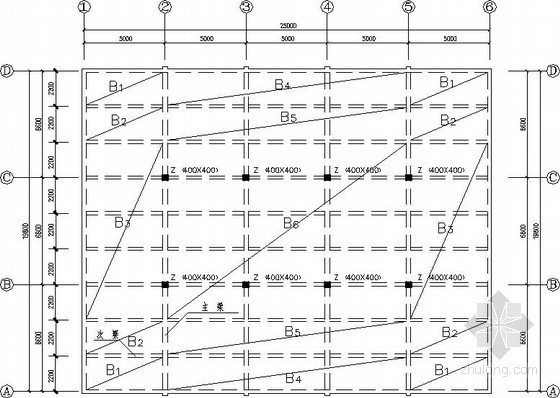 肋梁楼盖结构资料下载-[学士]整体式单向板肋梁楼盖课程设计图
