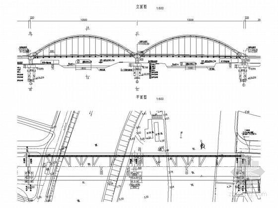 125m系杆拱桥施工图资料下载-2x125m钢管砼拱桥全套施工图（52张）