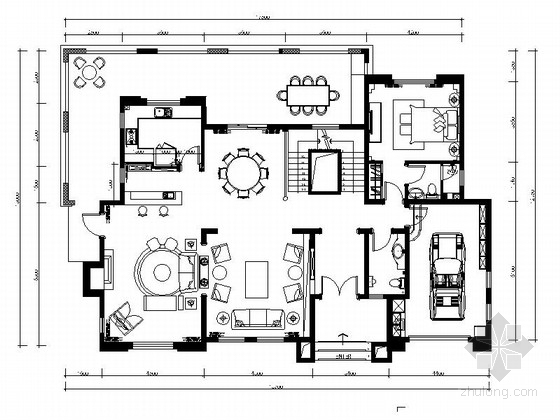 两层别墅平面样板资料下载-[香港]国际大都市现代法式两层别墅样板间装修施工图（含效果）