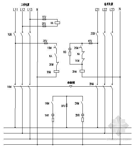 双电源控制原理图资料下载-风机电气控制原理图